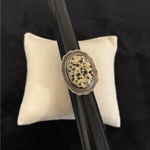 Dalmation Jasper Stone Silver Ring